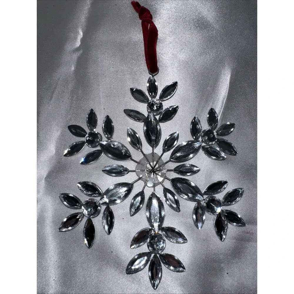 Pier One Snowflake Ornament Shiny Gem bling Decoration Needs TLC Repair